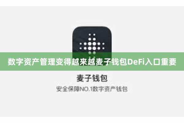 数字资产管理变得越来越麦子钱包DeFi入口重要