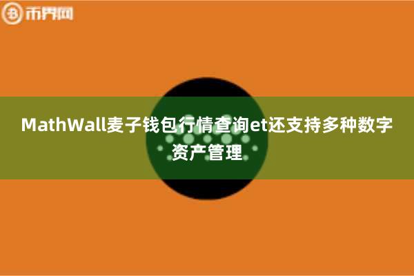 MathWall麦子钱包行情查询et还支持多种数字资产管理